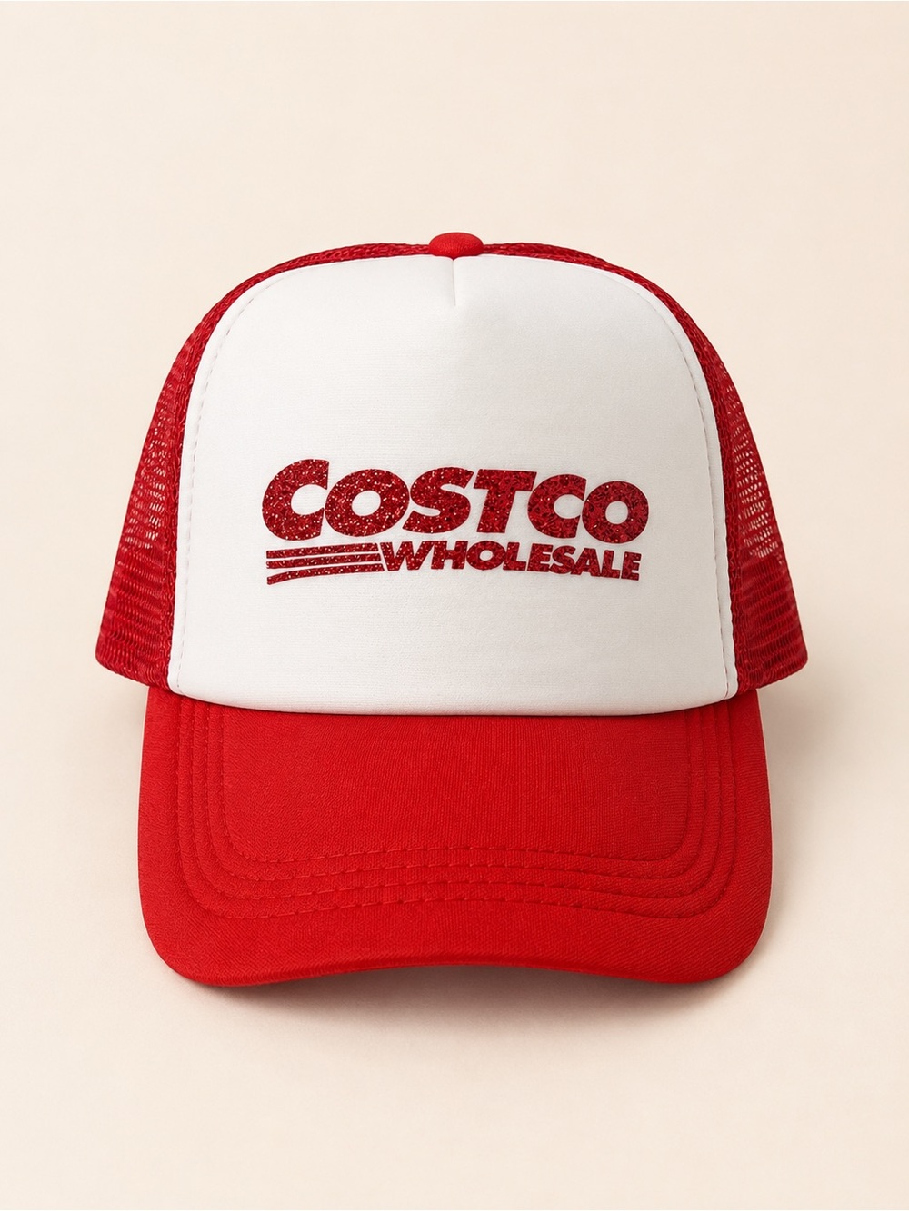Costco Wholesale Red White Mesh Trucker Hat Snapback Cap